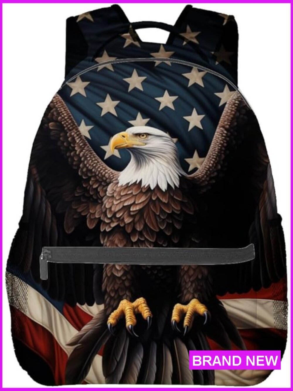 Polyester Daypack Backpack with Eagle Print Lightweight School Travel Casual